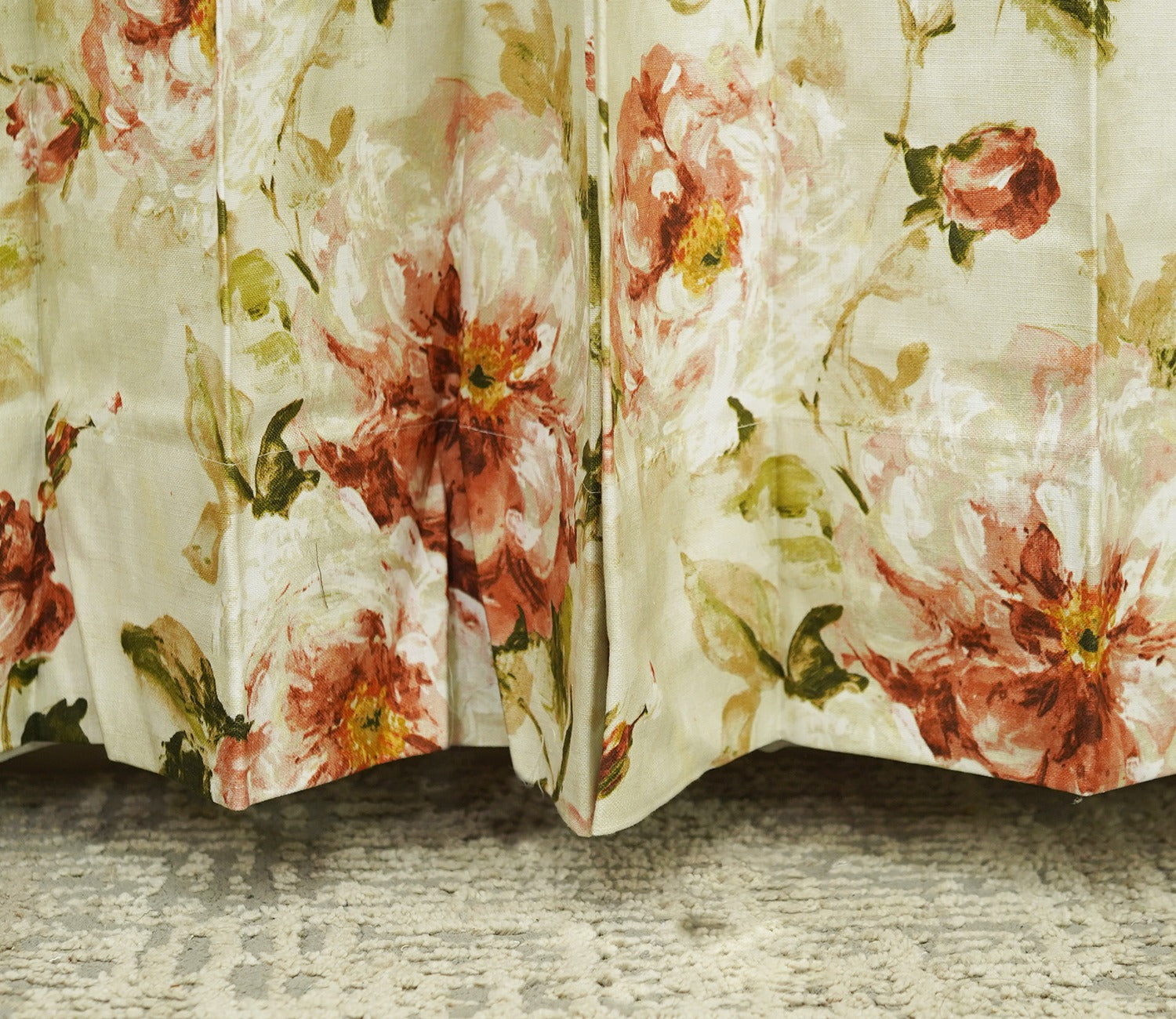Bloom Floral Print Light-Filtering Door Curtains Set of 2 (Orange, 7 Feet)
