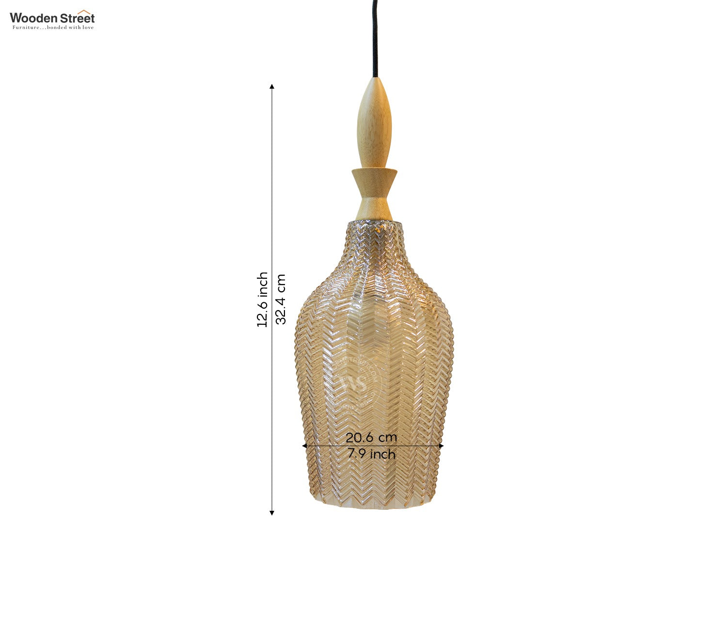 Miera Hanging Pendant Light with Carved Glass Shade (Amber)
