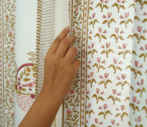 Bird Nest 1 Piece Curtain (White, 7 Feet)