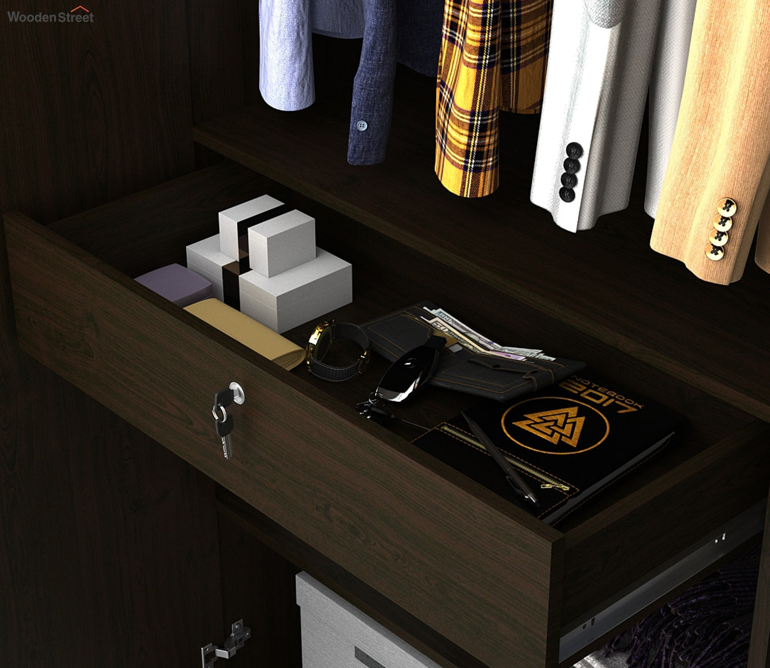 Kosmo Choco 4 Door Wardrobe (Flowery Wenge Finish)