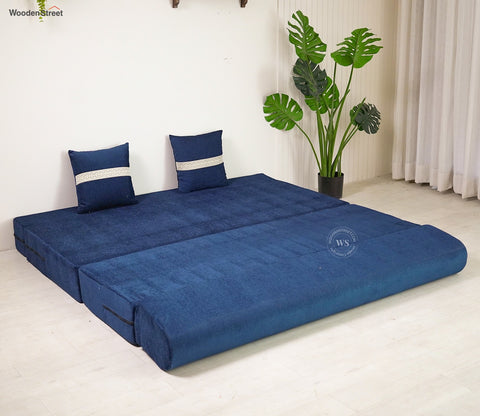 Voltz Fabric Sofa Cum Bed (72 x 72 Inch, Azure Blue)