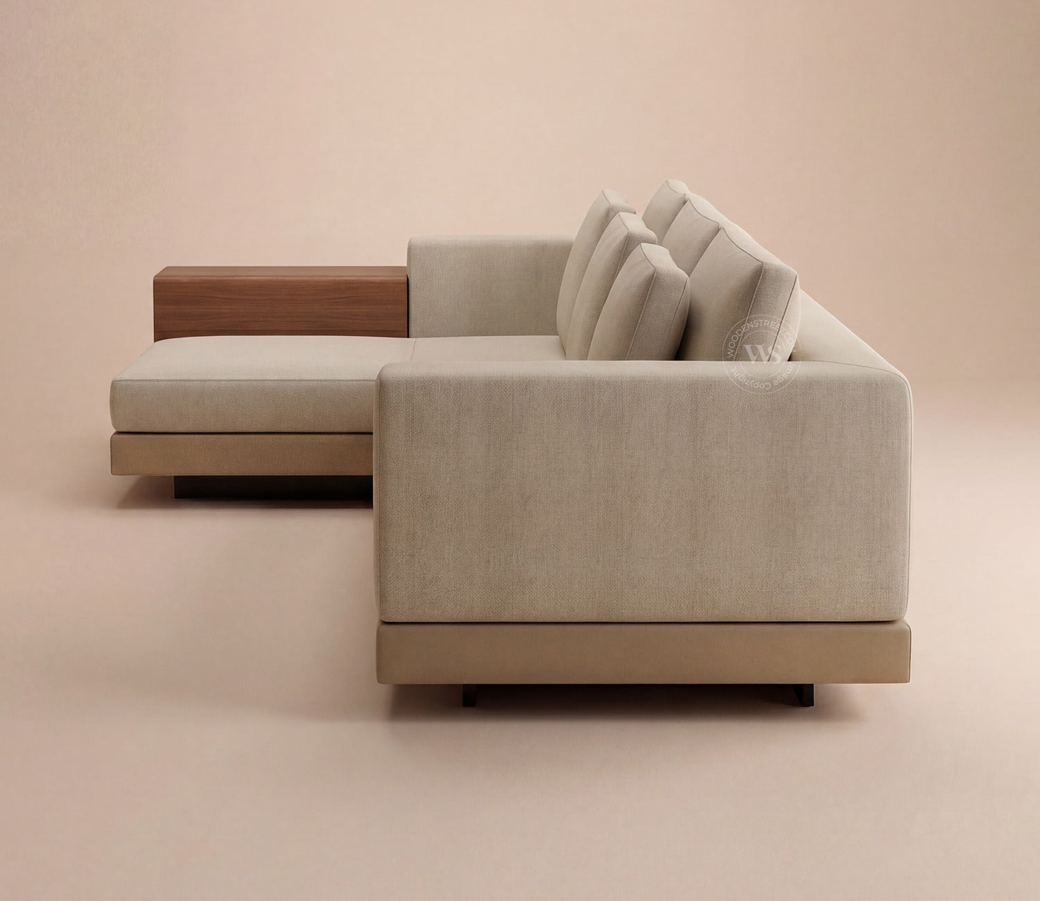 Matrix L-Shape Left Align 5 Seater Premium Sectional Fabric Sofa (Cottage Ivory)