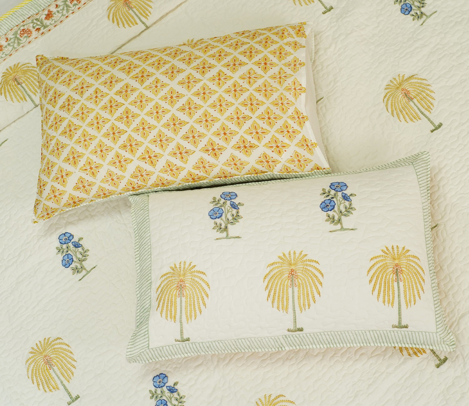Raeni Tropical Palm Tree Voile Cotton Double Bed Cover King Size