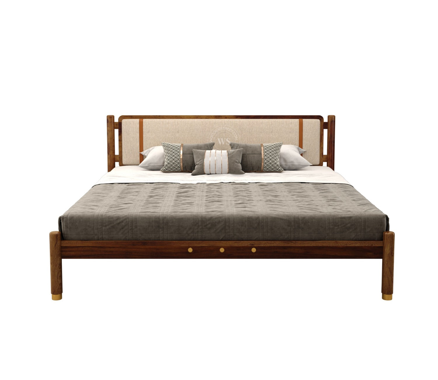 Sarthi Sheesham Wood Bed Without Storage (King Size, Teak Finish)