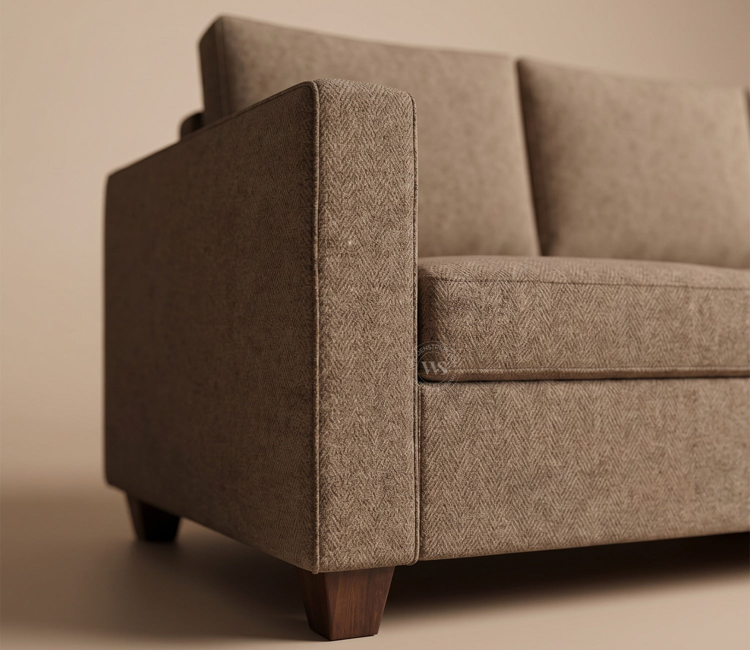 Albus L-Shape 5 Seater Right Aligned Sofa (Cotton, Sand Brown)