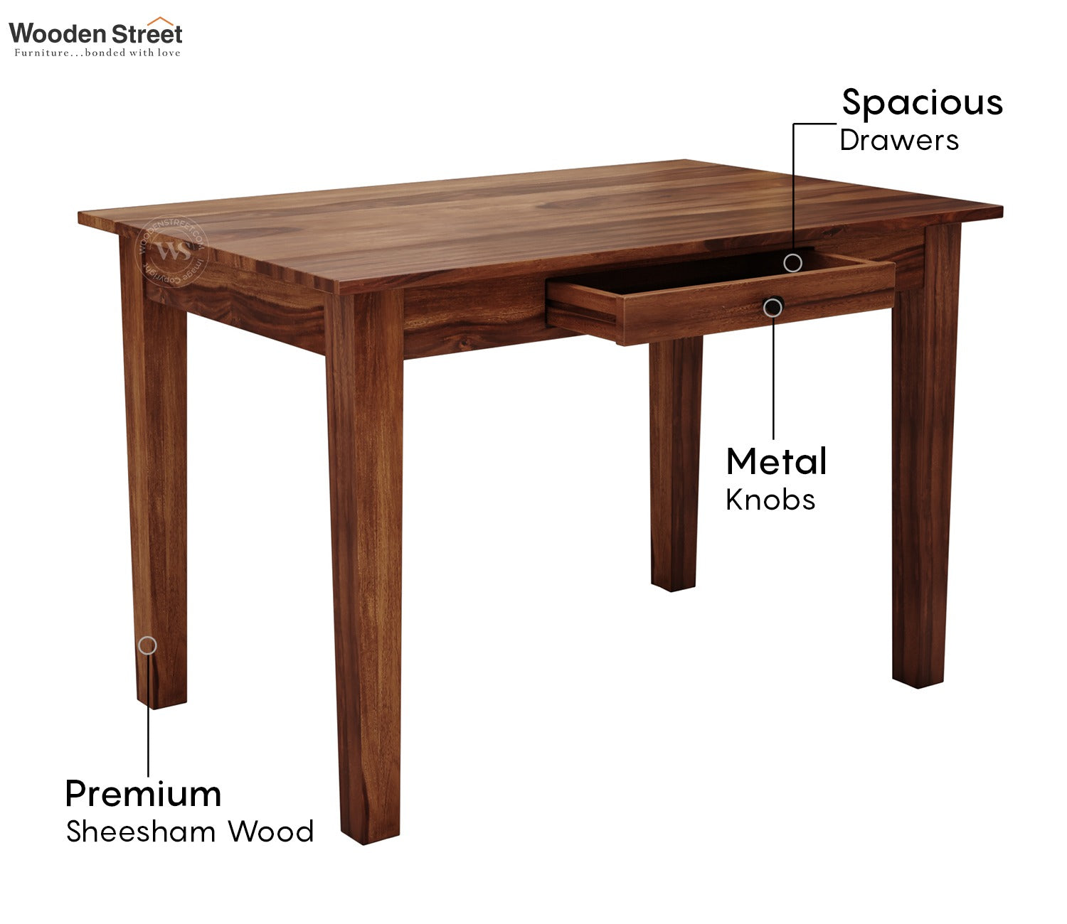 Mcbeth Compact 4 Seater Dining Table (Honey Finish)