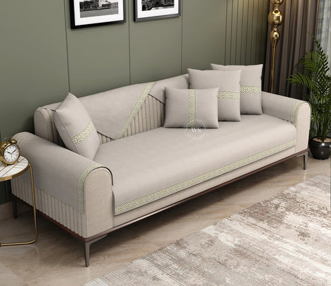 Cambridge 3 Seater Premium Sofa Cover - Set of 9 (Cashew White)