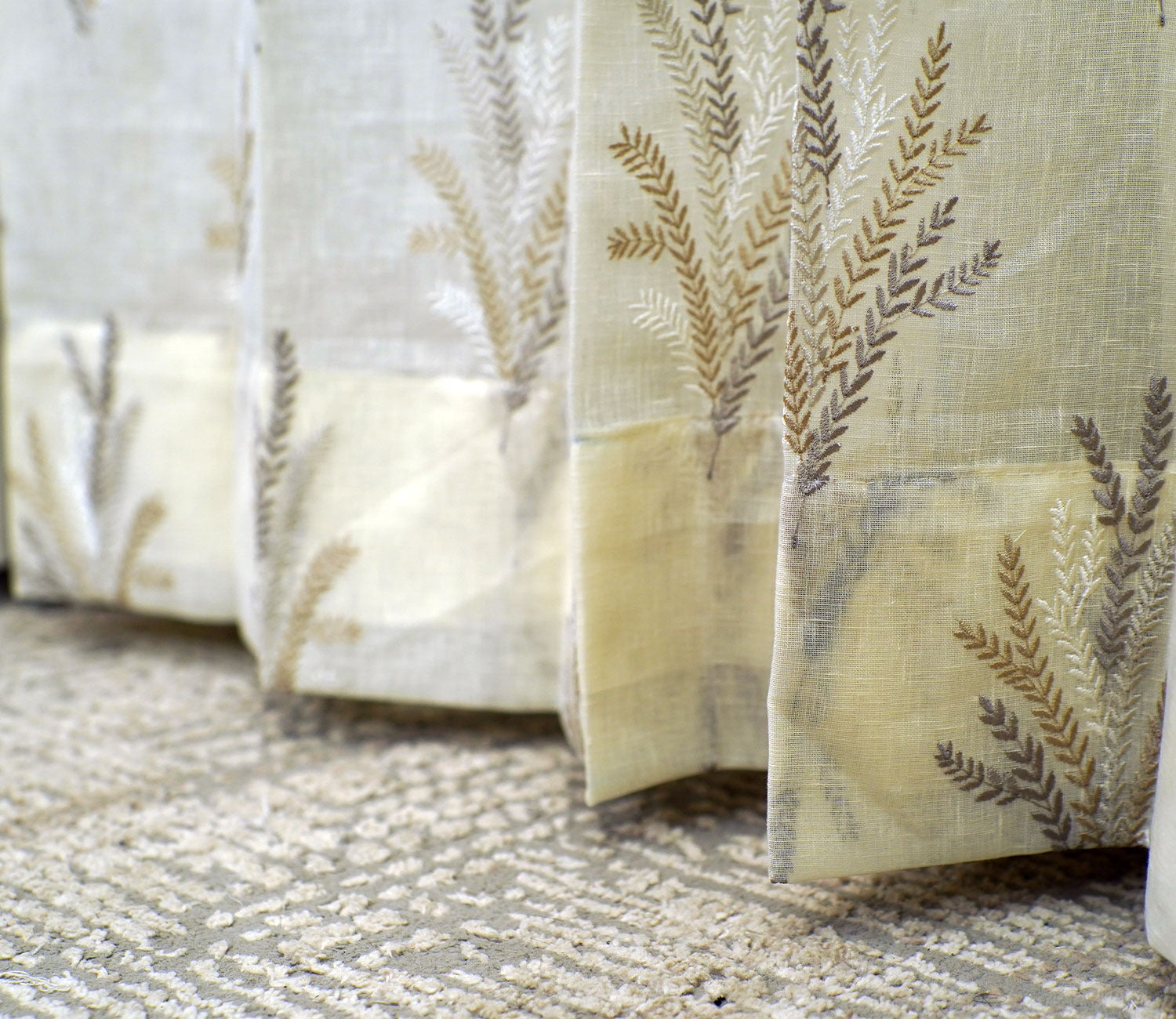 Pampa Sheer Long Door Curtains Set of 2 (Beige, 9 Feet)