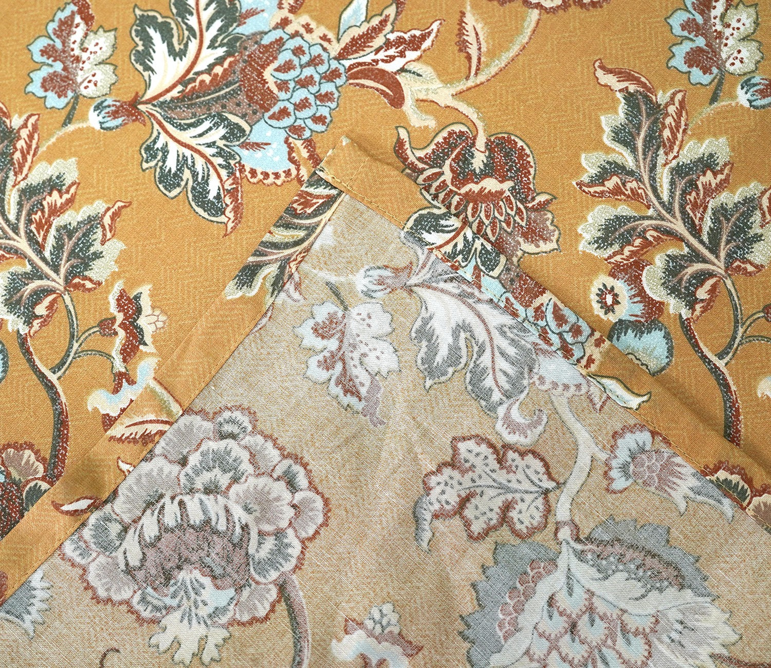 Mehrab Classic Printed King Size Bedsheet (Mustard)