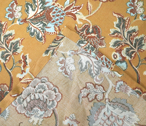 Mehrab Classic Printed King Size Bedsheet (Mustard)