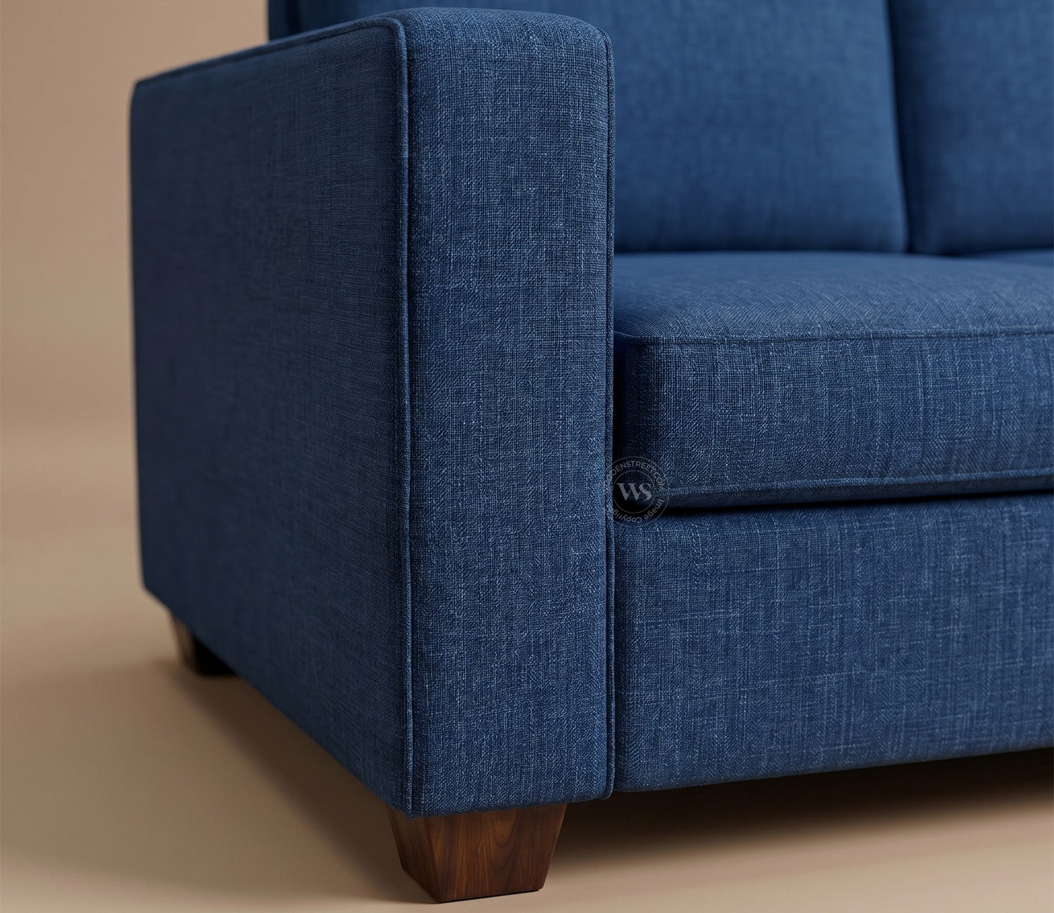 Albus L-Shape 5 Seater Right Aligned Sofa (Cotton, Iris blue)
