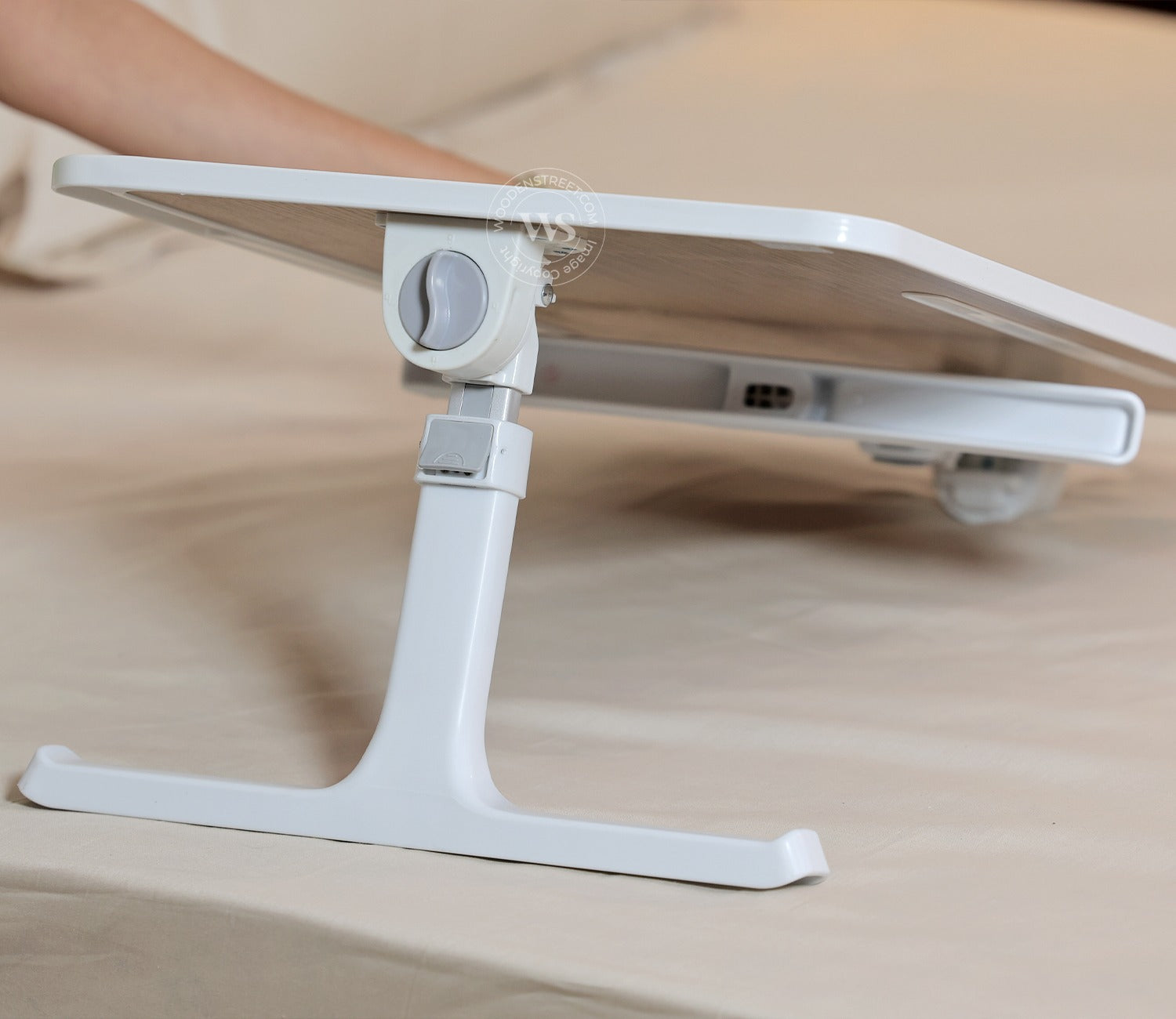 Nerdy Height Adjustable and Foldable Engineered Wood Breakfast, Study and Laptop Table (Silver)