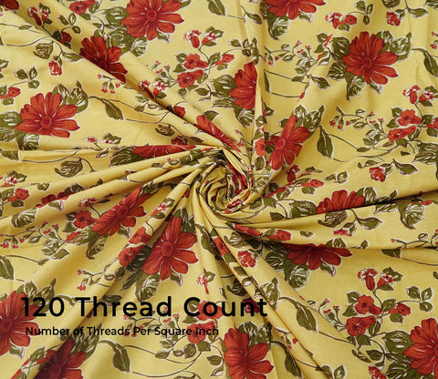 120 TC Floral Jaipuri Printed Cotton Double Bedsheet With 2 Pillow Cover