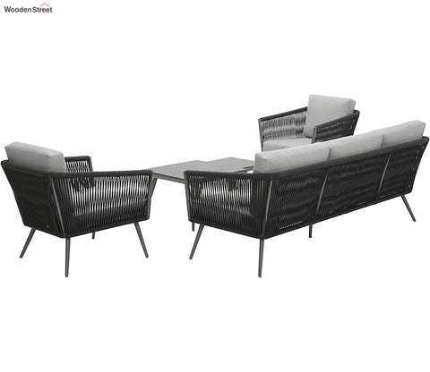 Stylish Black Rope Outdoor Furniture With Cushion Set