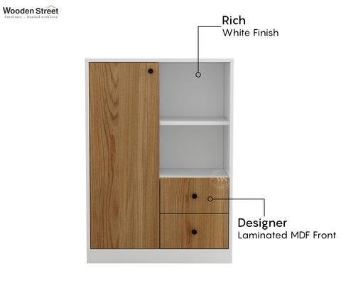 Agatha Modern Bookshelf with Open & Closed Storage, Textured Fronts (Engineered Wood, Santana Pattern)