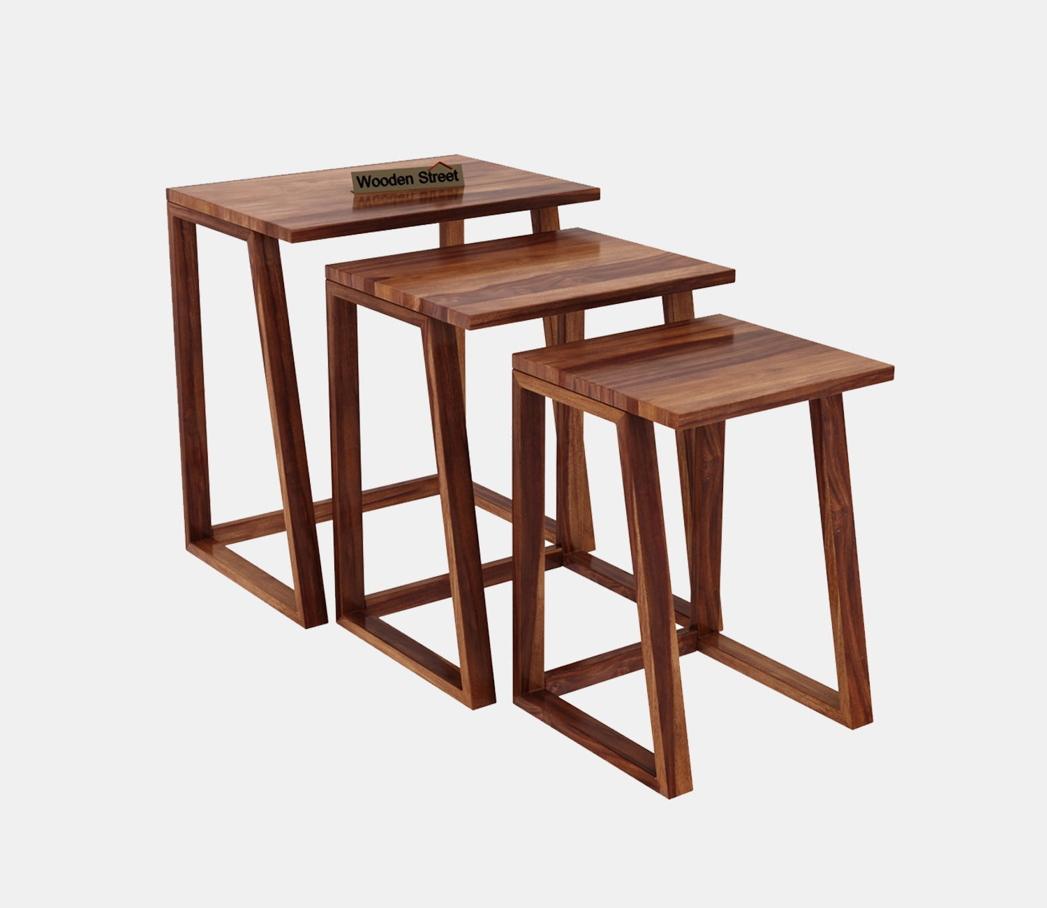 Inaya Sheesham Wood Nest of Tables (Honey Finish, Set of 3)