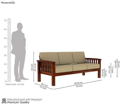 Olympia 3 Seater Wooden Sofa (Honey Irish Cream)