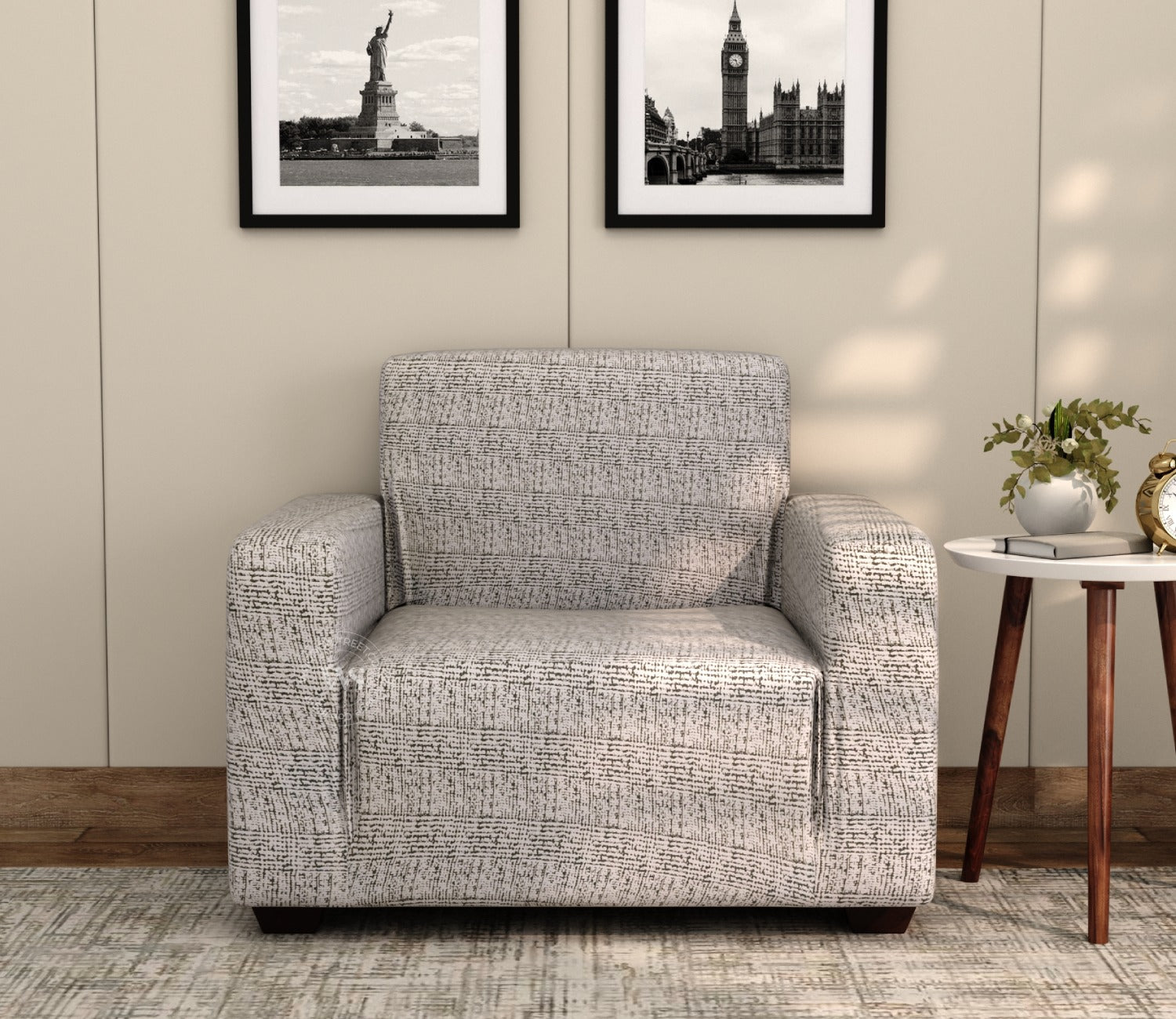 Hester Classic Textured Solid Colored Polyester Spandex 3+1+1 Sofa Cover Set (Grey)