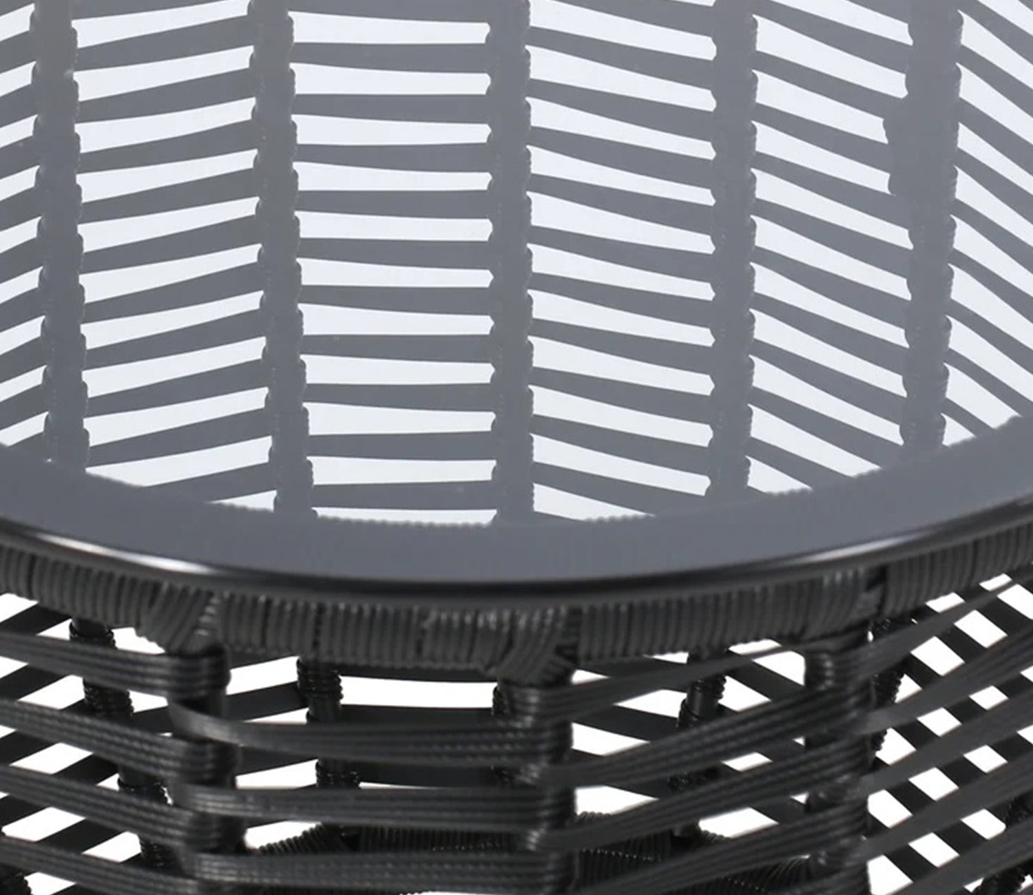 Black Rope 2 Seater Chair With Table And Grey Cushions Balcony Set