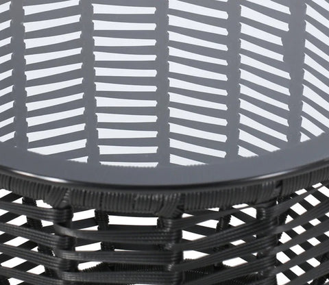 Black Rope 2 Seater Chair With Table And Grey Cushions Balcony Set