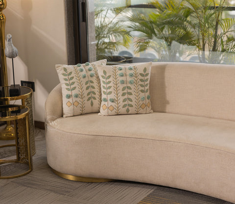 Osbert 3 Seater Curved Sofa (Cotton, Jade Ivory)
