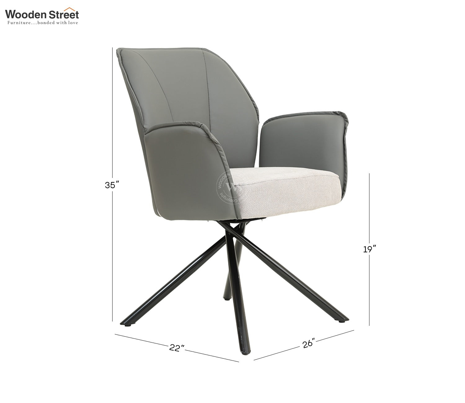 Hokku Versatile Dual-Tone Swivel Chair for Dining & Lounge (Grey)