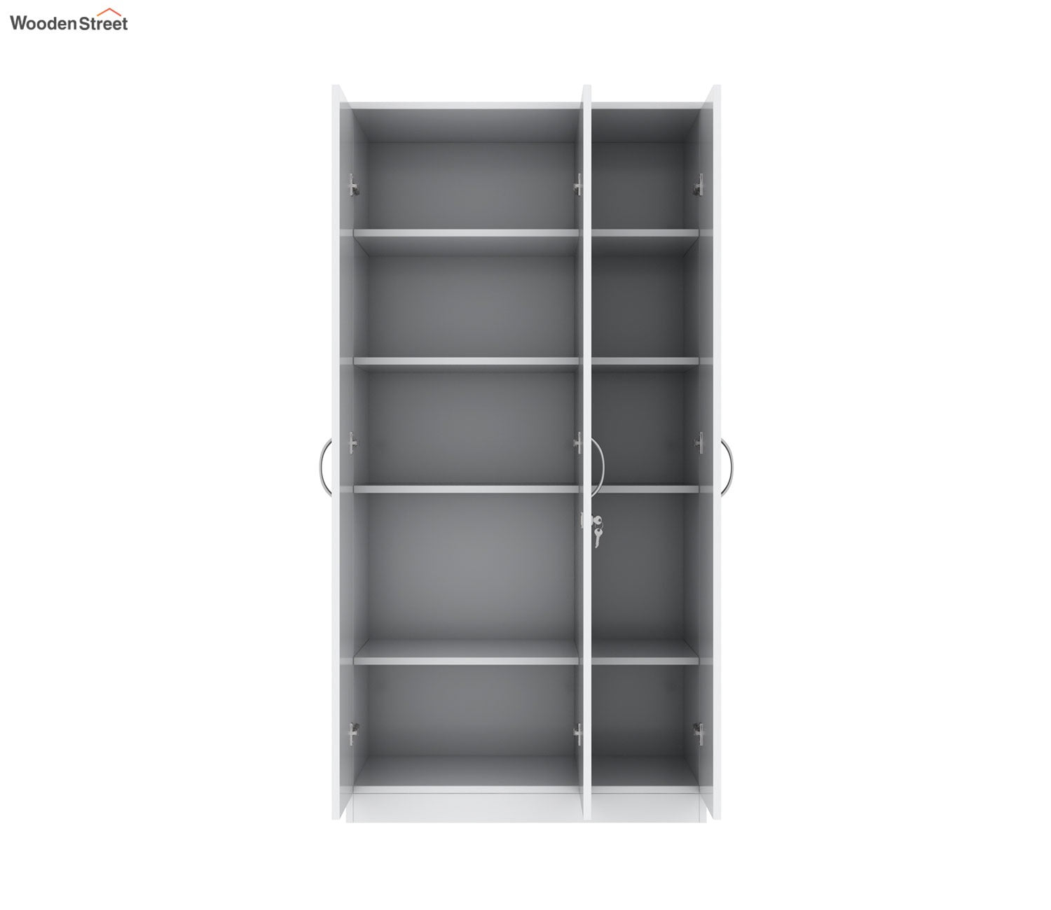 Kayden 3 Door Multi Utility Wardrobe With Lock (Frosty White Finish)