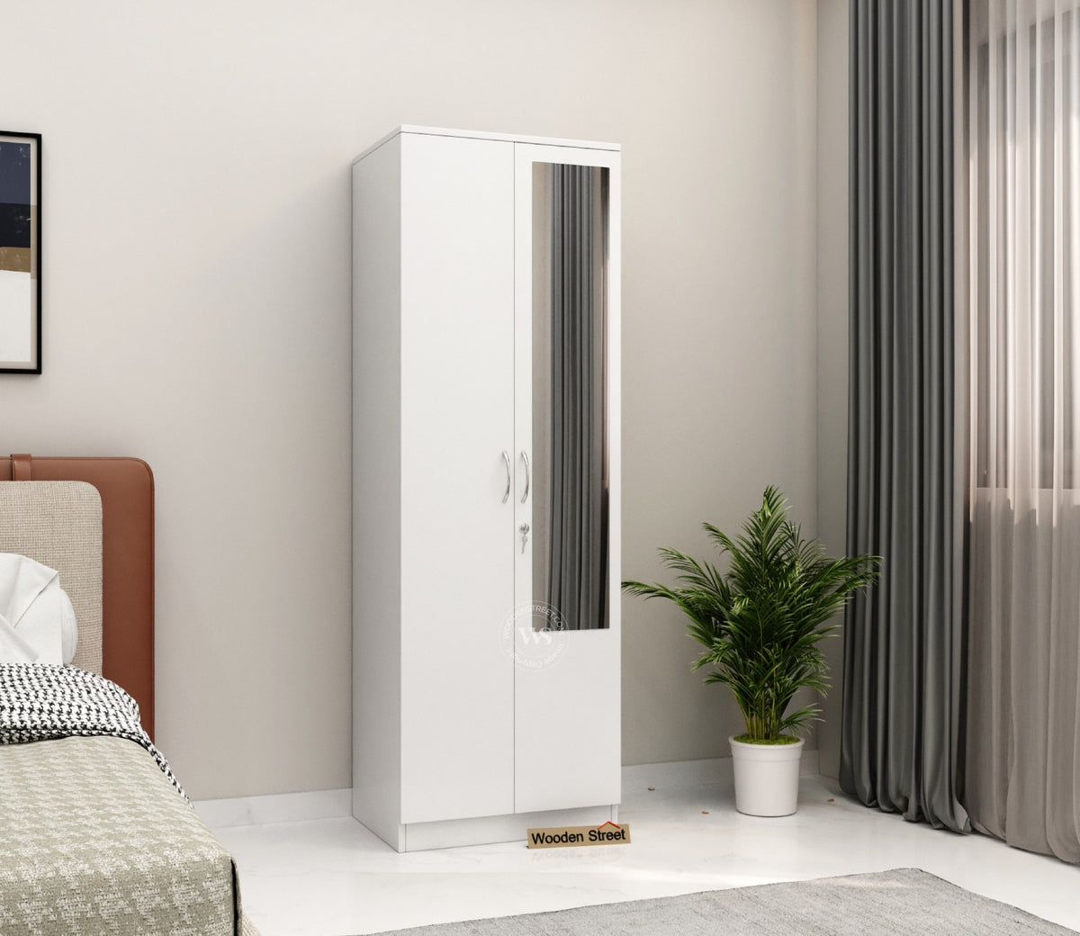 Lillian 2 Door Wardrobe With Mirror (Frosty White Finish)