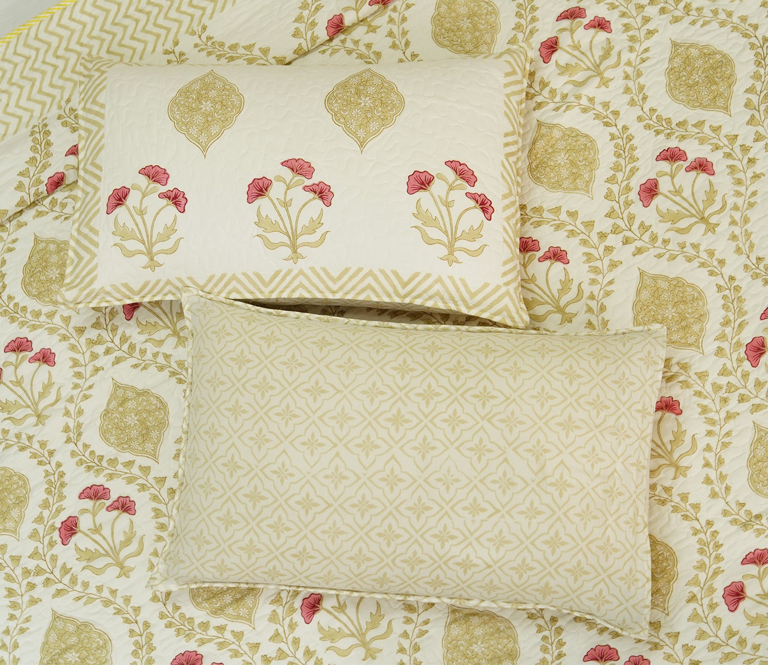 Rose Voyage Pink And Cream Voile Bed Cover