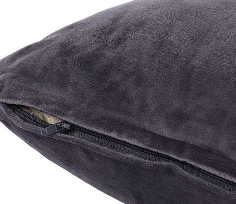 Beaded Velvet Cushion Covers - Set of 2 (Grey, 18 x 18 inch)