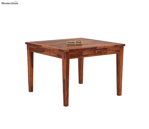 Mcbeth 4 Seater Dining Table With Storage (Honey Finish)