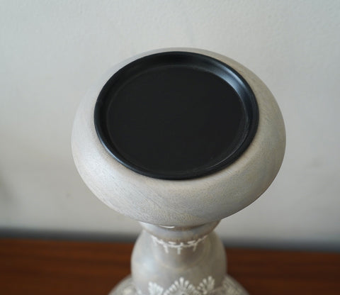 Ira Traditional Designer Hand Painted Wooden Pillar Candle Stand