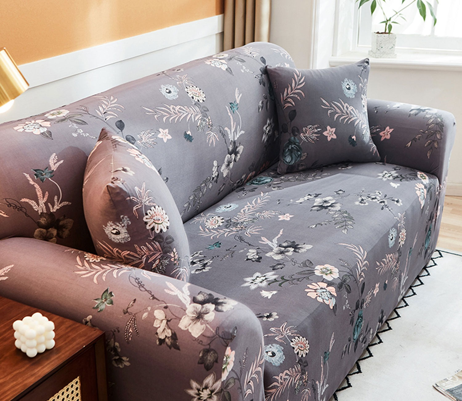 Ethel Floral Printed Polyester Spandex 1 Seater Sofa Cover
