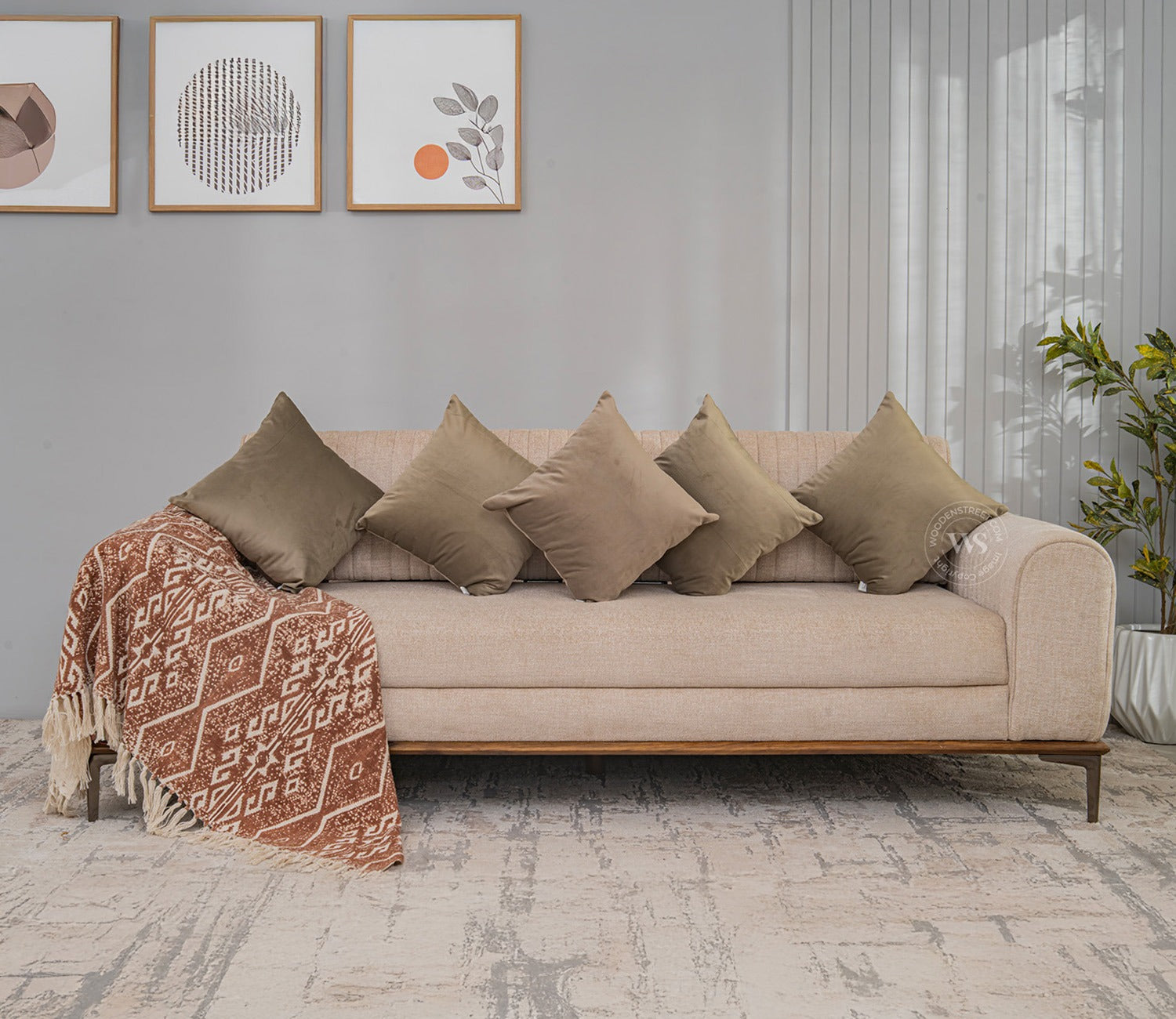Cupid Velvet Cushion Cover - Pack of 5 (16 x 16 Inches, Pearl Beige)