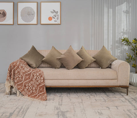 Cupid Velvet Cushion Cover - Pack of 5 (16 x 16 Inches, Pearl Beige)