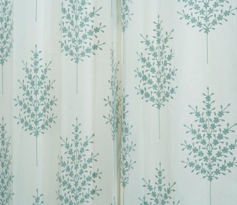Jacquard Tree 1 Piece Sheer Curtain (Blue, 7 Feet)