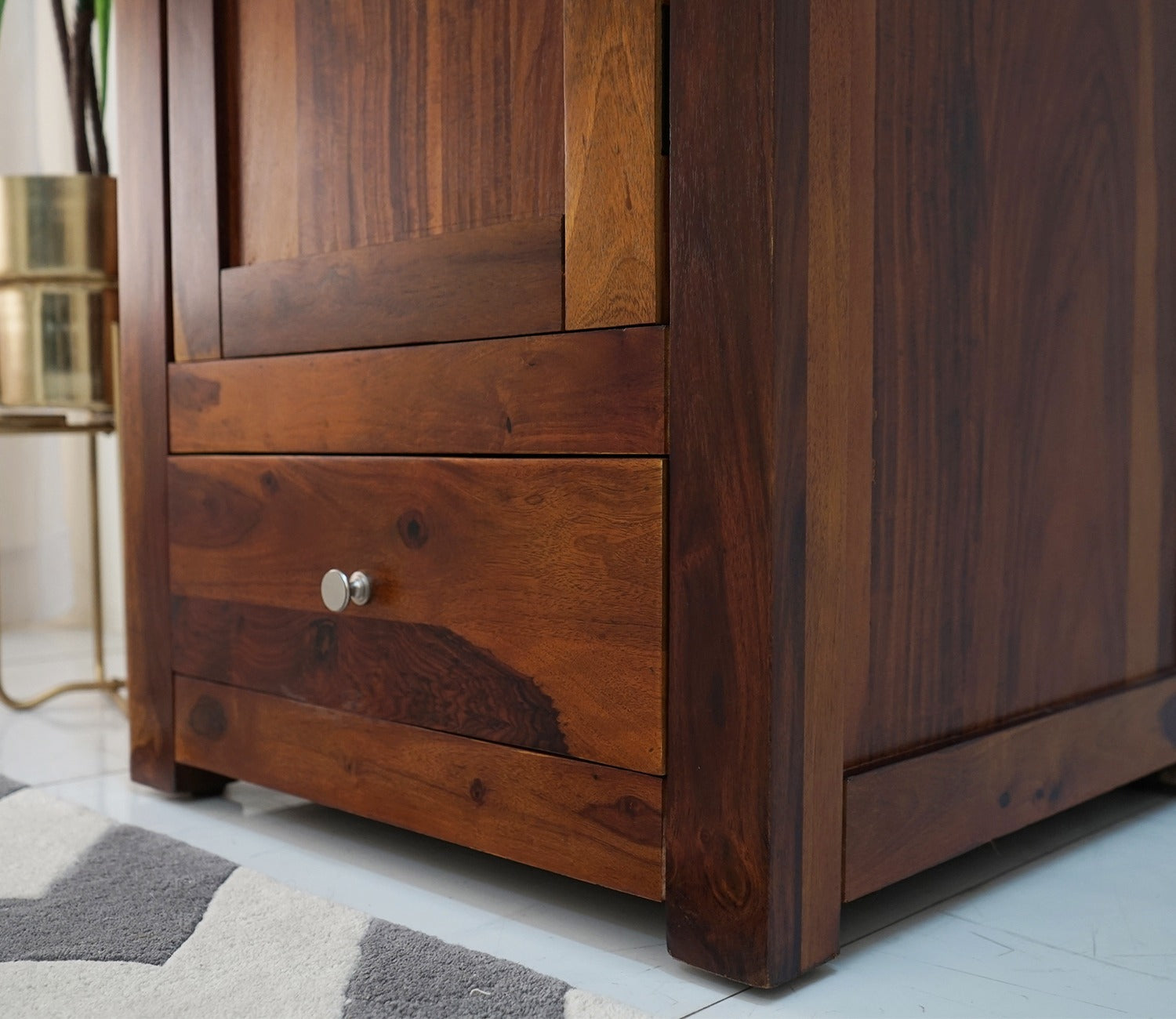 Adolph 1 Door Multi-Utility Wardrobe (Honey Finish)