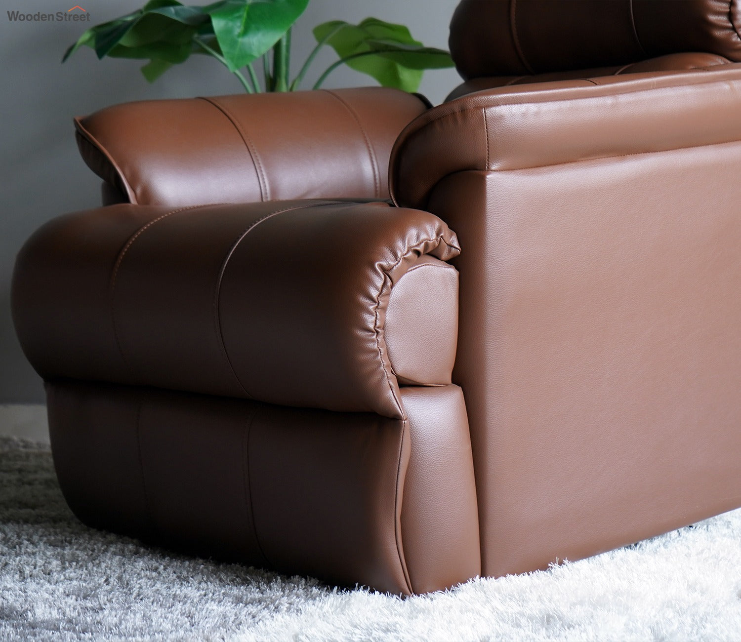 Valencia Manual Recliner Sofa (Saddle Brown)