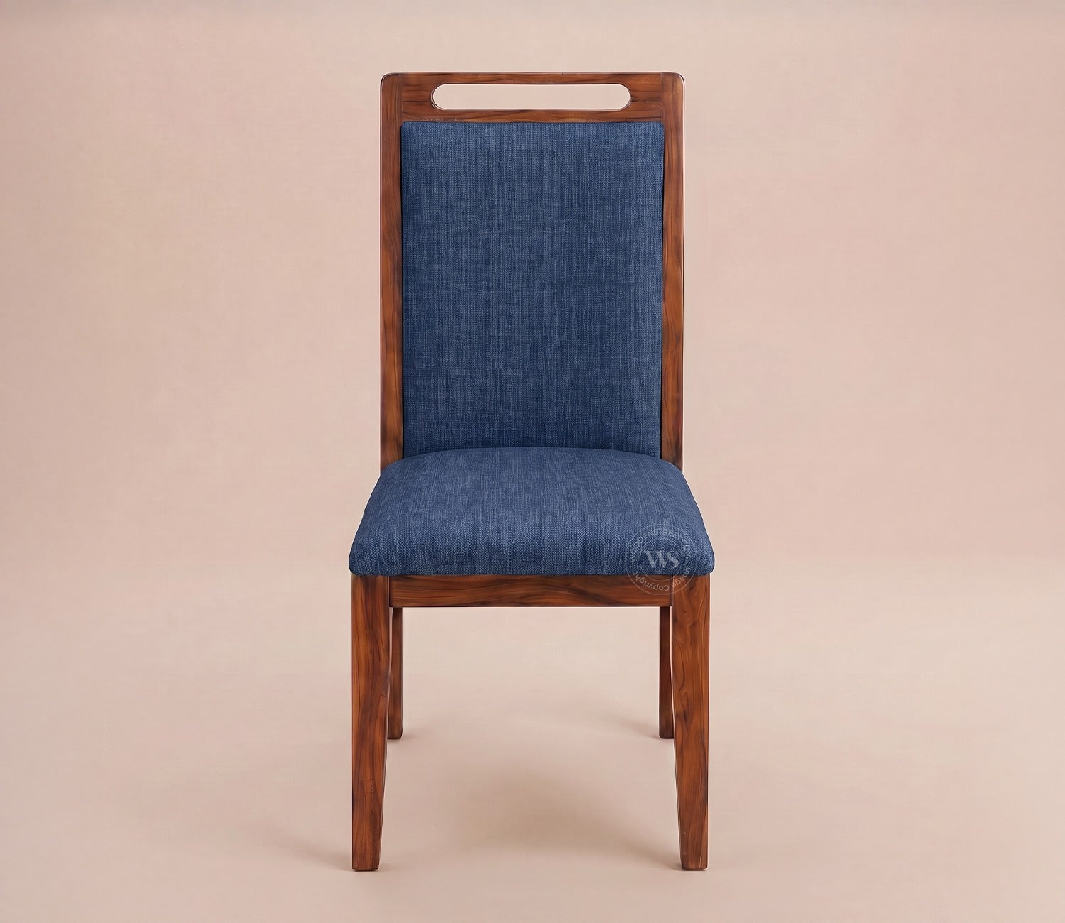 Hazel Sheesham Wood Premium Cotton Cushioned Dining Chair - Set of 2 (Cotton, Honey Iris Blue)