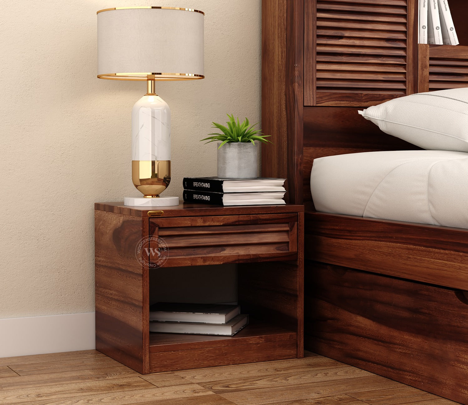 Ferguson Bed Side Table (Honey Finish)