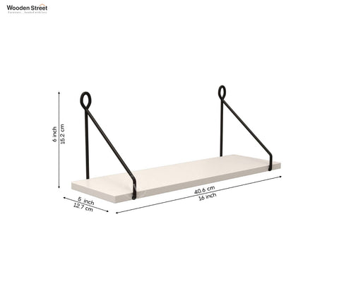Luna Hanging Wall Shelf, Metallic Black & White Combination Wall Mounted Shelves for Living Room/Bedroom - Set of 2 (Frosty White)