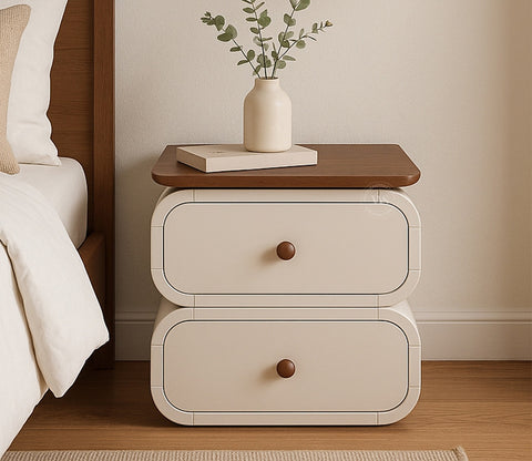 Eclare Modern Bedside Table with Drawer Storage (White Finish)
