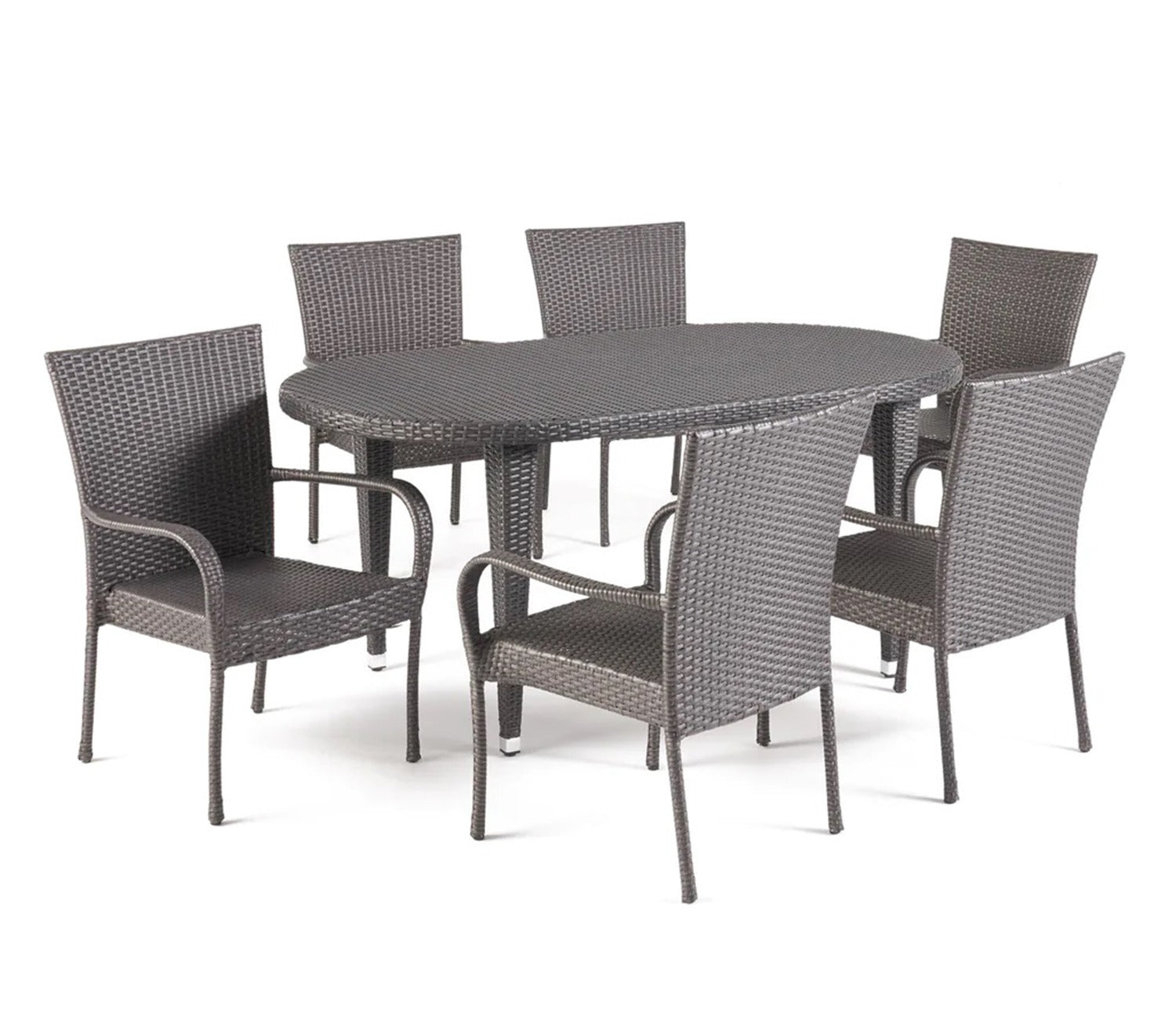 Dark Brown Rattan And Wicker Outdoor Dinning Patio Set