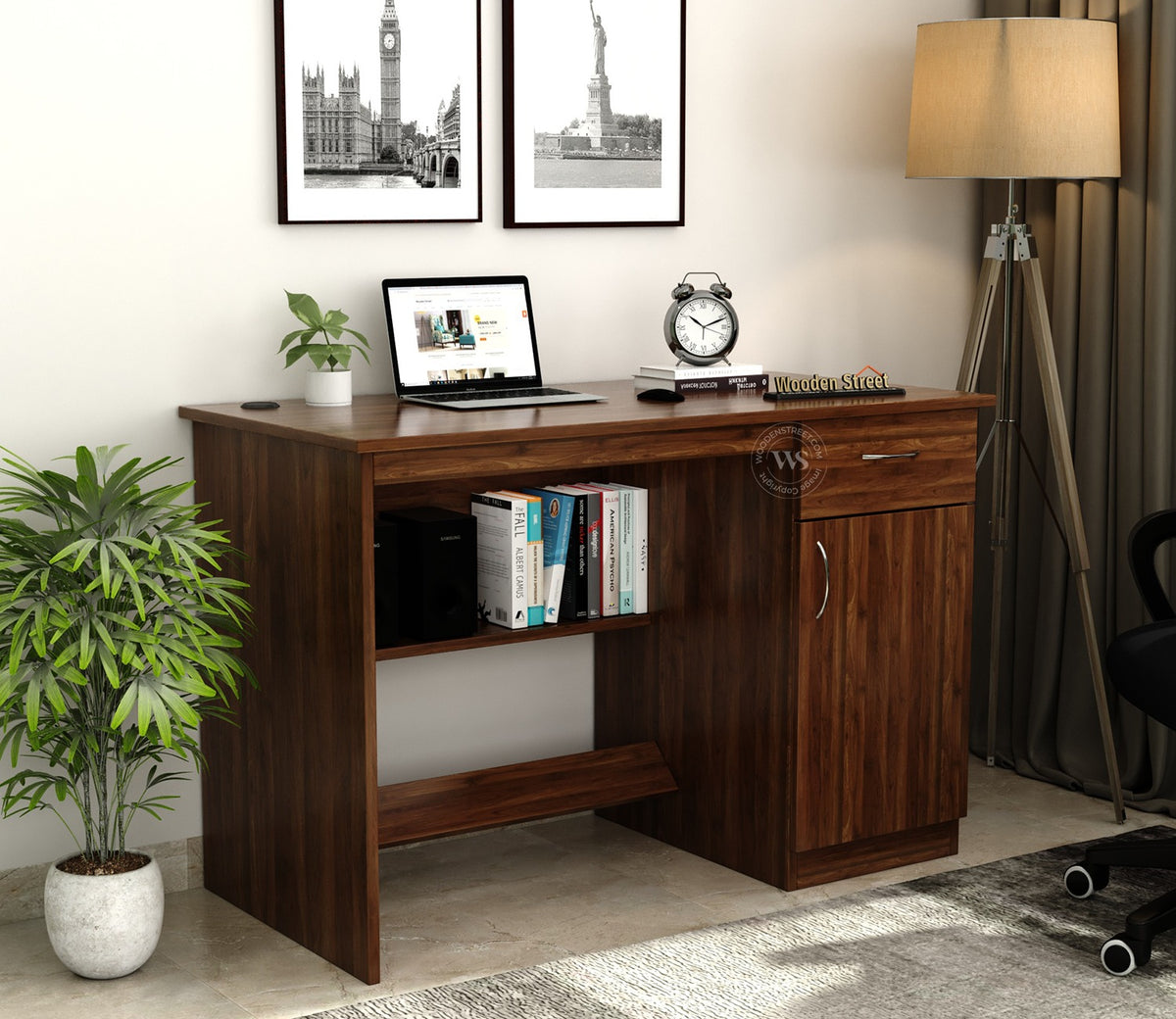 Ignite Premium Engineered Wood Study Table With Multiple Storage Space (Columbian Walnut Finish)