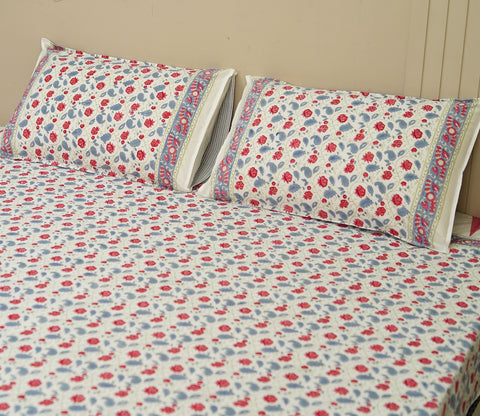 200 TC Double Bed Sheet - Bloom Shay Cotton Bedsheet King Size With 2 Pillow Cover