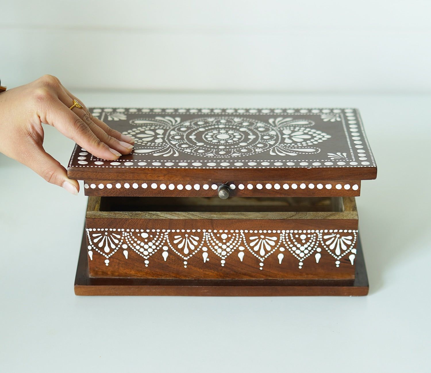 Medhini Hand Painted Solid Wood Jewellery Box