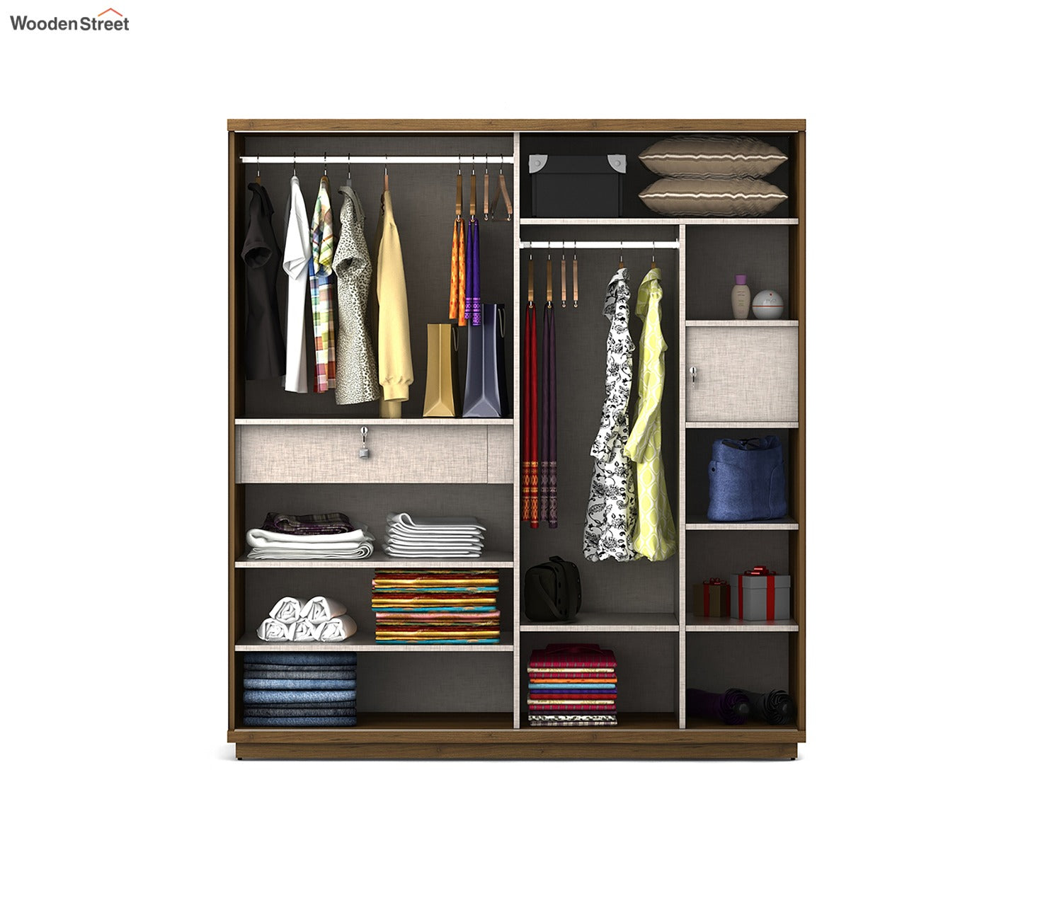 Kosmo Universal 2 Door Sliding Wardrobe (Exotic Teak Finish)