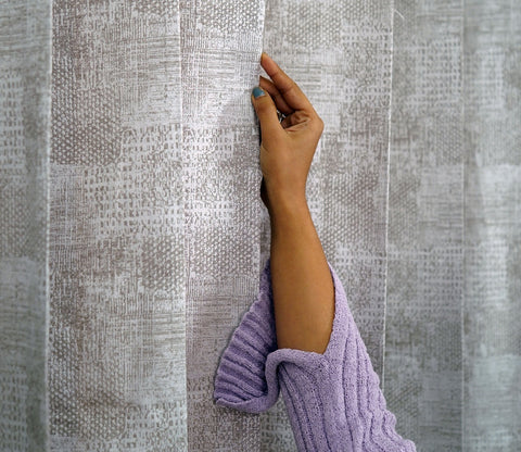 Dotted Textured Blackout 1 Piece Curtain (Grey, 7 Feet)
