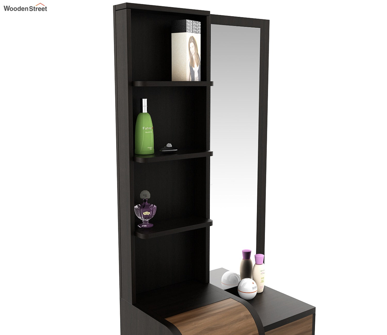 Amazon Engineered Wood Dressing Table in Natural Teak Finish
