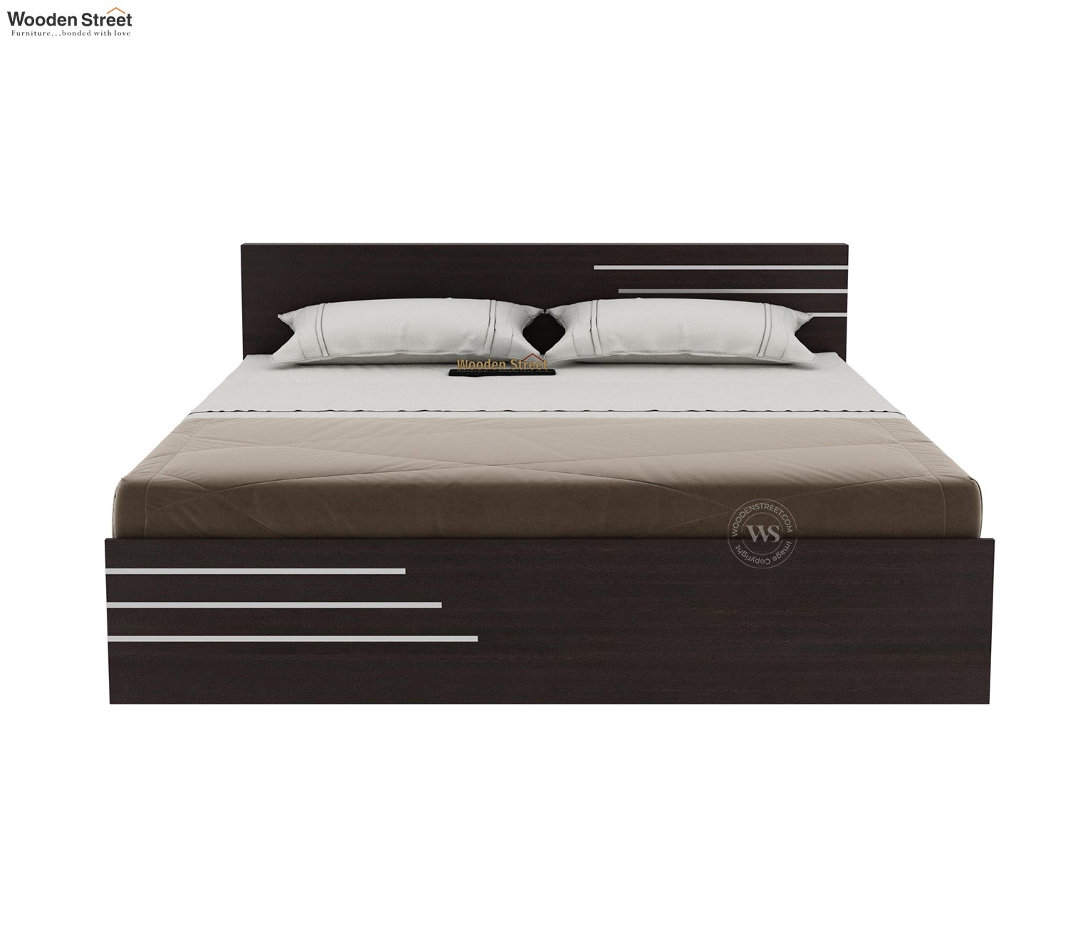 Treaden Premium Engineered Wood Bed With Quad Sectioned Box Storage (Queen Size, Flowery Wenge Finish)